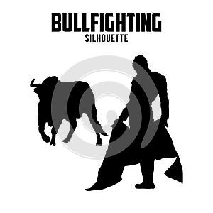 bullfighting Silhouette vector stock illustration, bullfighter silhoutte