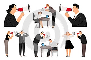 Bullhorn screaming business people