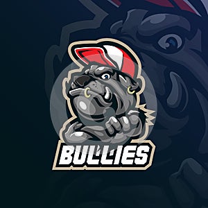 Bullies mascot logo design vector with modern illustration concept style for badge, emblem and t shirt printing. smart bullies photo