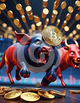 Bullish Bitcoin Rally Illustration AI Generative