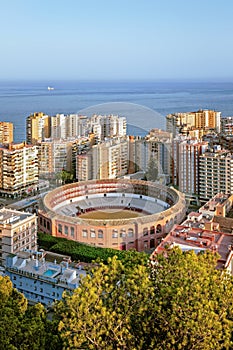 Bullring in Malaga, Spain,view from above