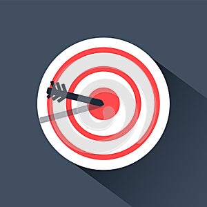 Bulls eye icon. archery flat infographic design