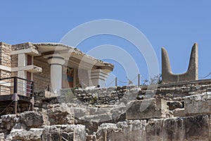 Bulls horns statue at Knossos Minoan Palace