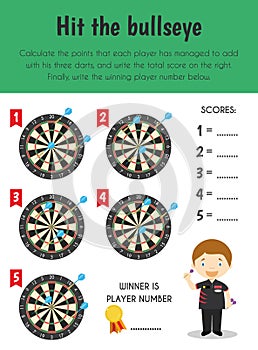 Bullseye Educational Sheet. Primary module for Numerical Ability. 5-6 years old