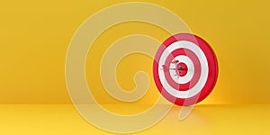 Bullseye on yellow background, dark and target. marketing goal concept