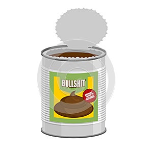 Bullshit. Open a tin can with shit. Nonsense in Bank. Vector il photo