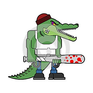 Bully crocodile. Hooligan alligator. hoodlum croc. Vector illustration photo