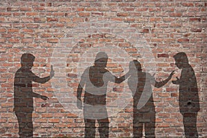 Bullying scene shadow on the wall photo