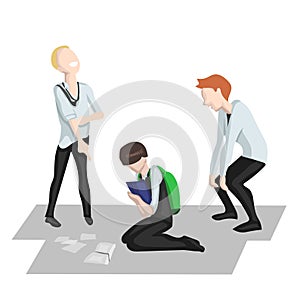 Bullying at school, boy is being bullied by other students