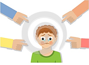 Bullying and unhappy child crying