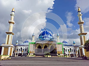 Bulukumba, Indonesia, Muslims worship at the Datuk Tiro mosque, taken from a low angle photo