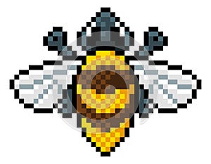 Bumble Bee Bug Insect Pixel Art Video Game Icon photo