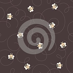 Bumble bee vector seamless pattern