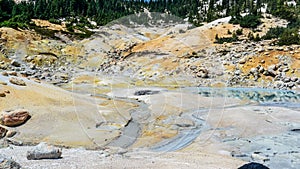Bumpass Hell hydrothermal area viewed from boardwalk photo