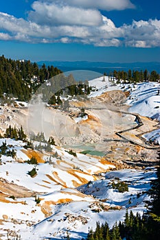 Bumpass Hell volcanic area in Lassen Volcanic Park, California.