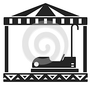 Bumper car attraction black icon. Funfair ride