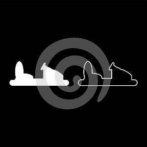 Bumper car silhouette Electric machine for racetrack Sideshow Amusement park Attraction Dodgem icon outline set white color