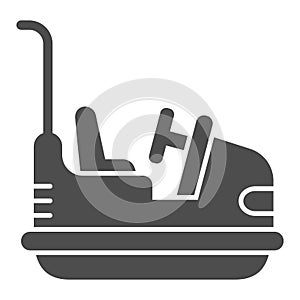 Bumper car solid icon, Amusement park concept, Electric machine for racetrack sign on white background, Attraction