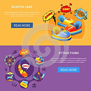 Bumper cars and attractions flat banners