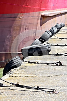 Bumper tyres on a pier