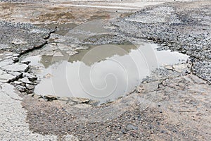 Bumpy concrete road photo