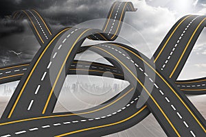 Bumpy roads crossing backdrop