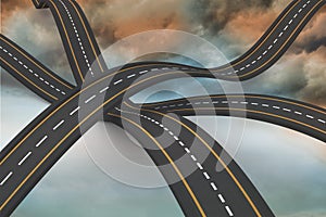 Bumpy roads crossing backdrop