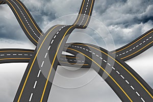 Bumpy roads crossing backdrop