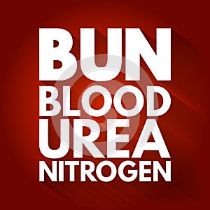 BUN - Blood Urea Nitrogen acronym, medical concept background