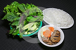 Bun cha or Vietnamese Kebab rice noodles Obama photo