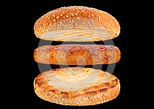 Bun and chicken rissole ingredient hamburger