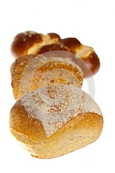 Bun and Pretzel,isolated on white