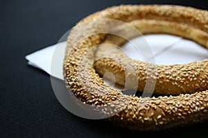 Bun with sesame traditional simit breakfast