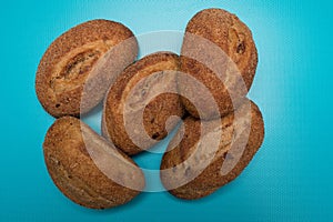 Bun studio image. Buckwheat Bread. Buns made from rye flour