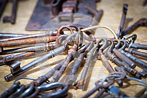 Bunch with ancient iron keys