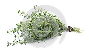 Bunch of aromatic thyme isolated on white. Fresh herb