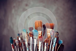 Bunch of artist paintbrushes