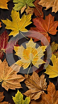 A bunch of Autumn Fall Maple Leaves