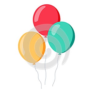 Bunch of balloons in cartoon flat style isolated on white background