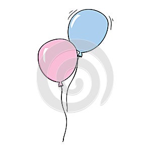 Bunch of balloons in cartoon flat style isolated on white background.