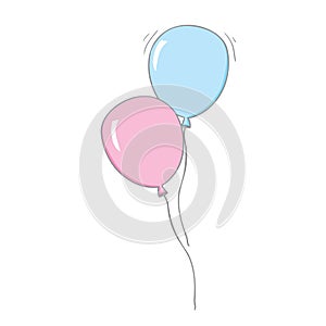 Bunch of balloons in cartoon flat style isolated on white background. Vector set