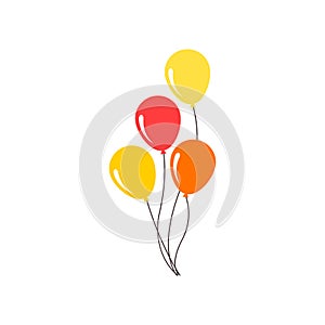 Bunch of balloons in cartoon flat style isolated on white background. Vector set