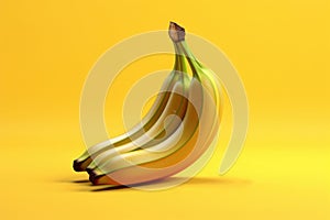 Bunch of bananas isolated on yellow background. 3d illustration