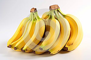 A bunch of bananas on a white background. Generative AI