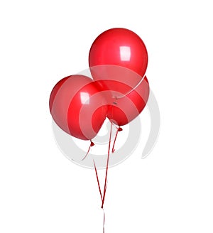 Bunch of big red balloons balloon object for birthday party or valentines day isolated on a white