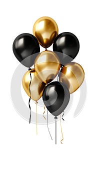 bunch of black and gold ballons.