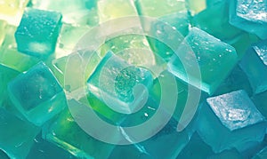 A bunch of blue and green cubes