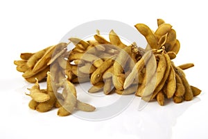 Bunch of boiled soybean with shell