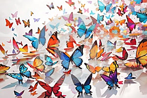 a bunch of butterflies that are on a white background Fluttering Splendor A Kaleidoscope of Unique