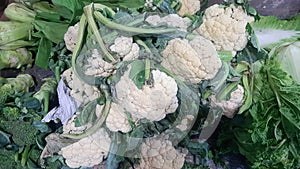 a bunch of cauliflower vegetables at the Indonesian Ngoro market